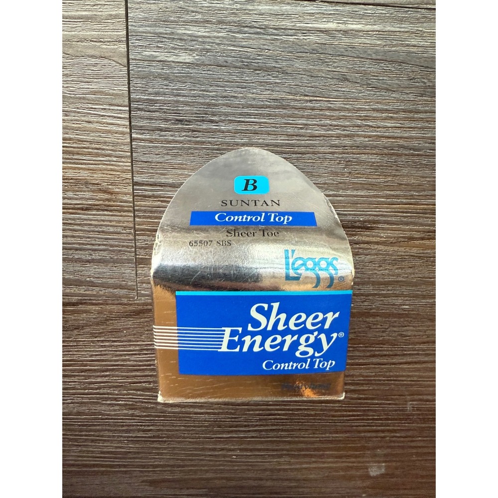 Vintage L'eggs Sheer Energy Control Top Sheer Toe Pantyhose Suntan B Size Suntan